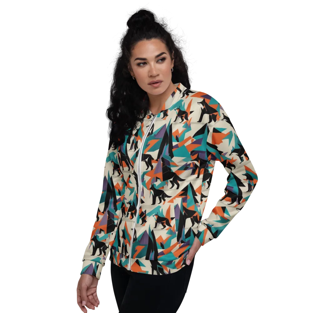 Neon Wolfscape on Bomber Jacket — Left