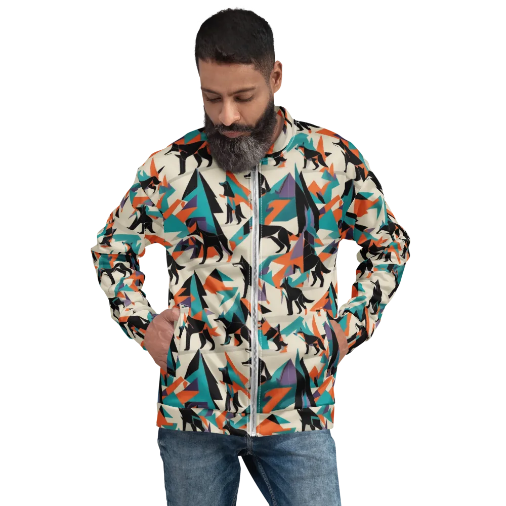 Neon Wolfscape on Bomber Jacket — Front