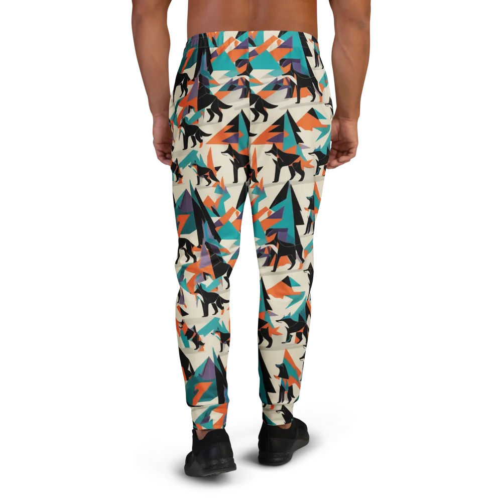 Neon Wolfscape on Men's Joggers — Back