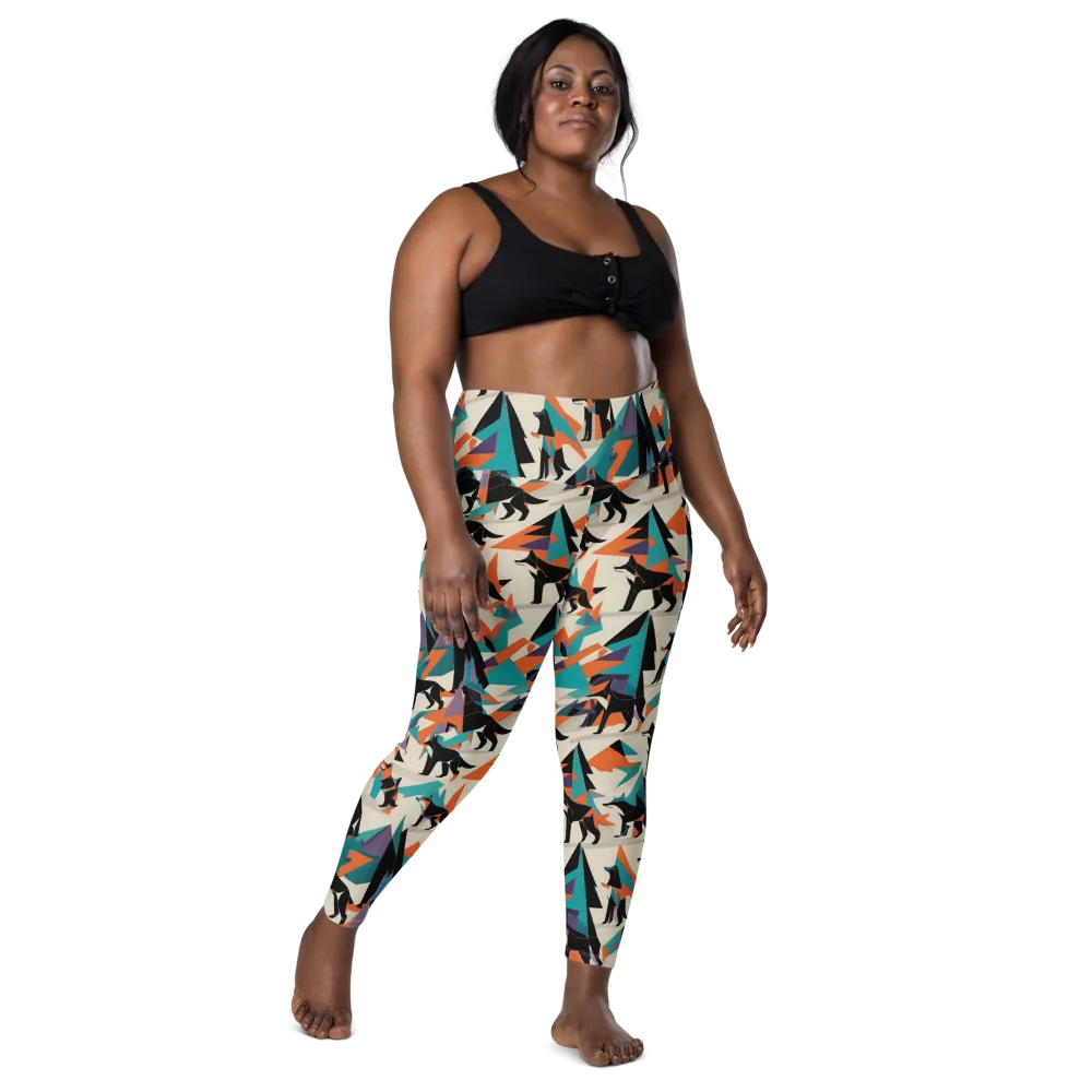 Neon Wolfscape on Leggings with Pockets — Front