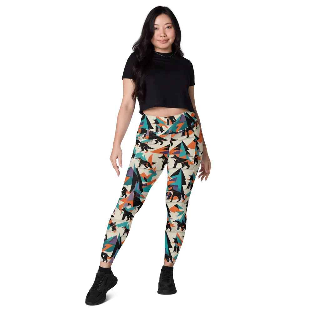 Neon Wolfscape on Leggings with Pockets — Front