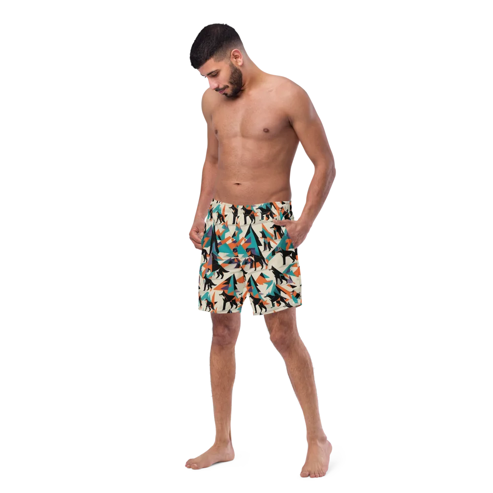 Neon Wolfscape on Swim Trunks — Left Front