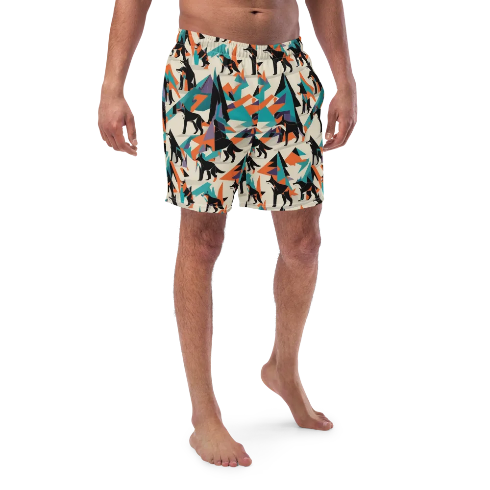 Neon Wolfscape on Swim Trunks — Front