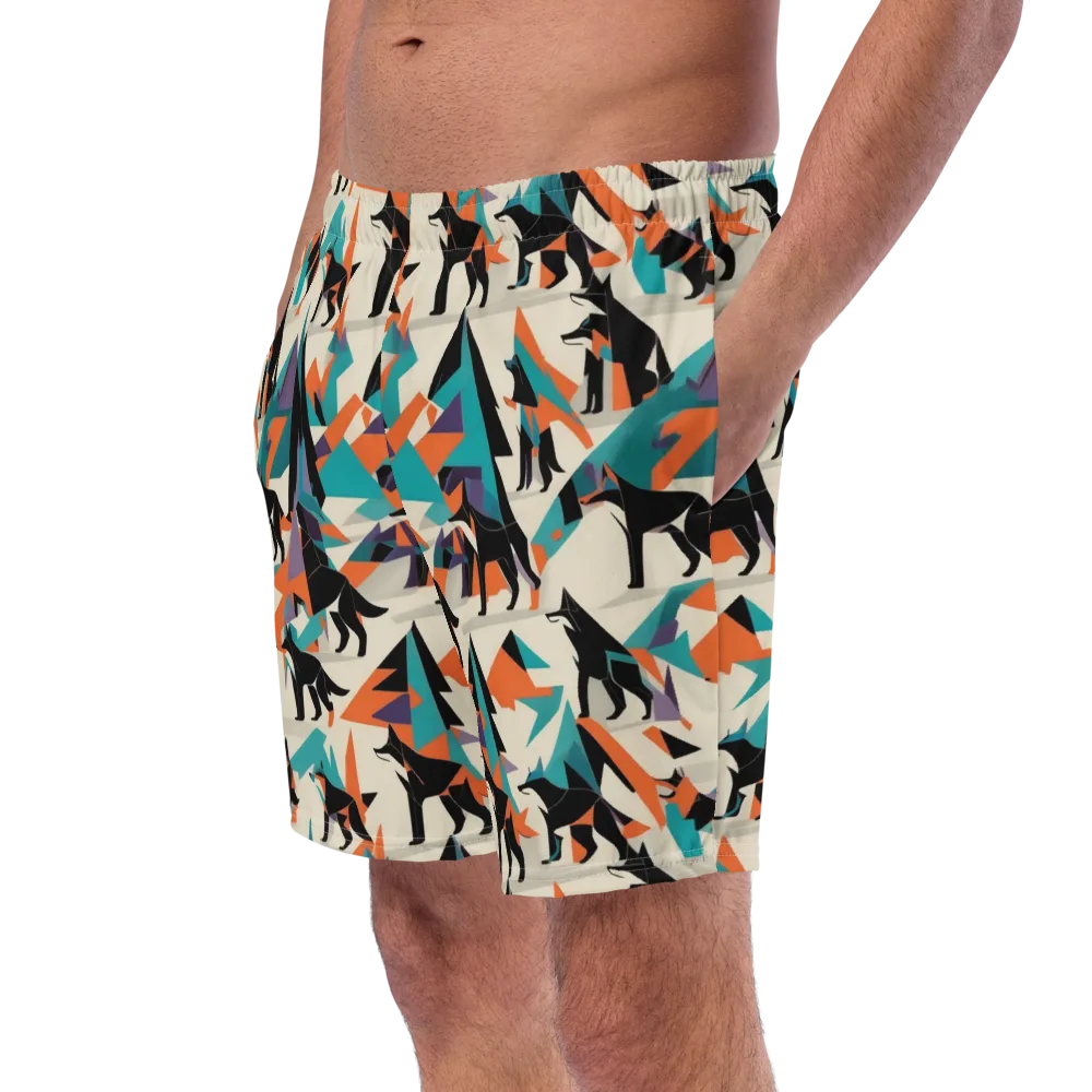 Neon Wolfscape on Swim Trunks — Left Front