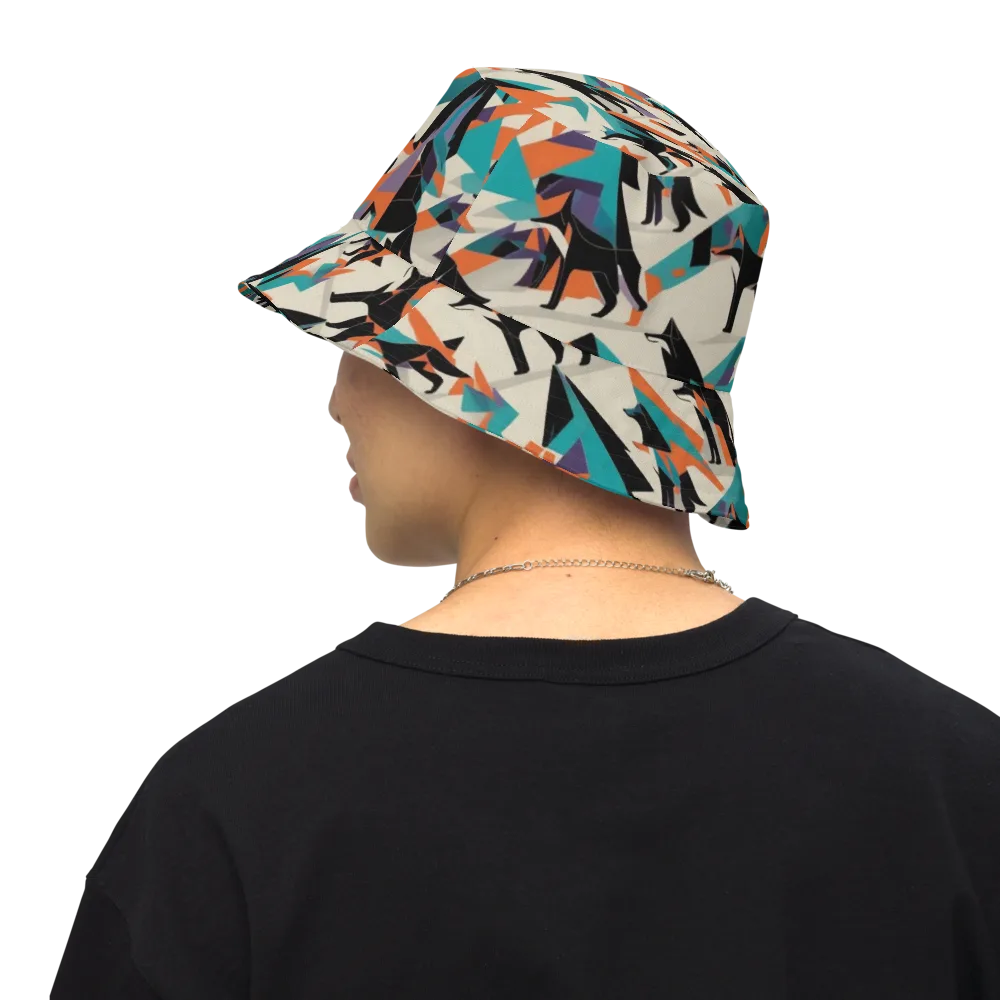 Neon Wolfscape on Reversible Bucket Hat — Back Inside