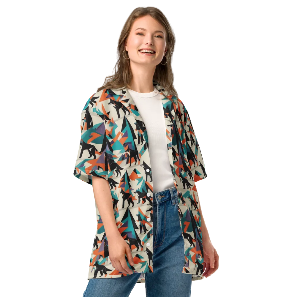 Neon Wolfscape on Button Shirt — Front