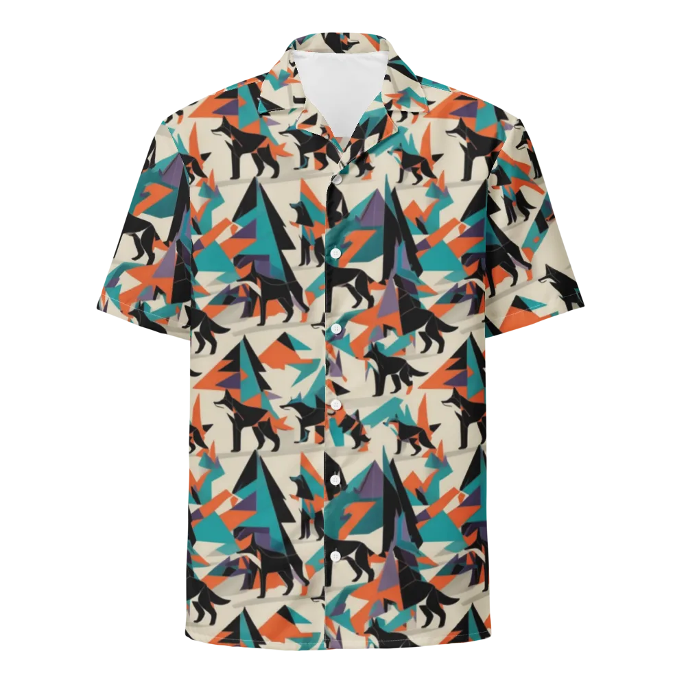 Neon Wolfscape on Button Shirt — Front