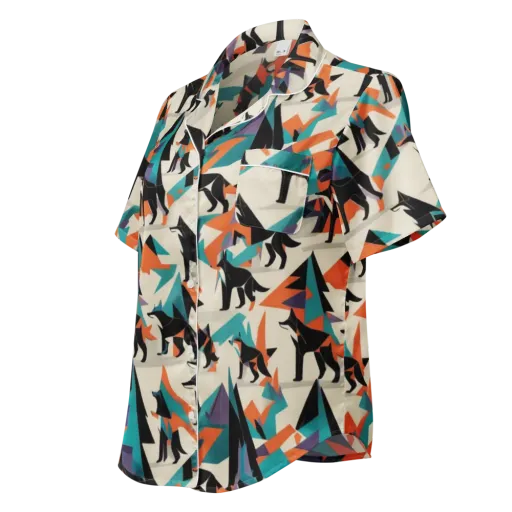 Neon Wolfscape on a Women's Short Sleeve Pajama Top