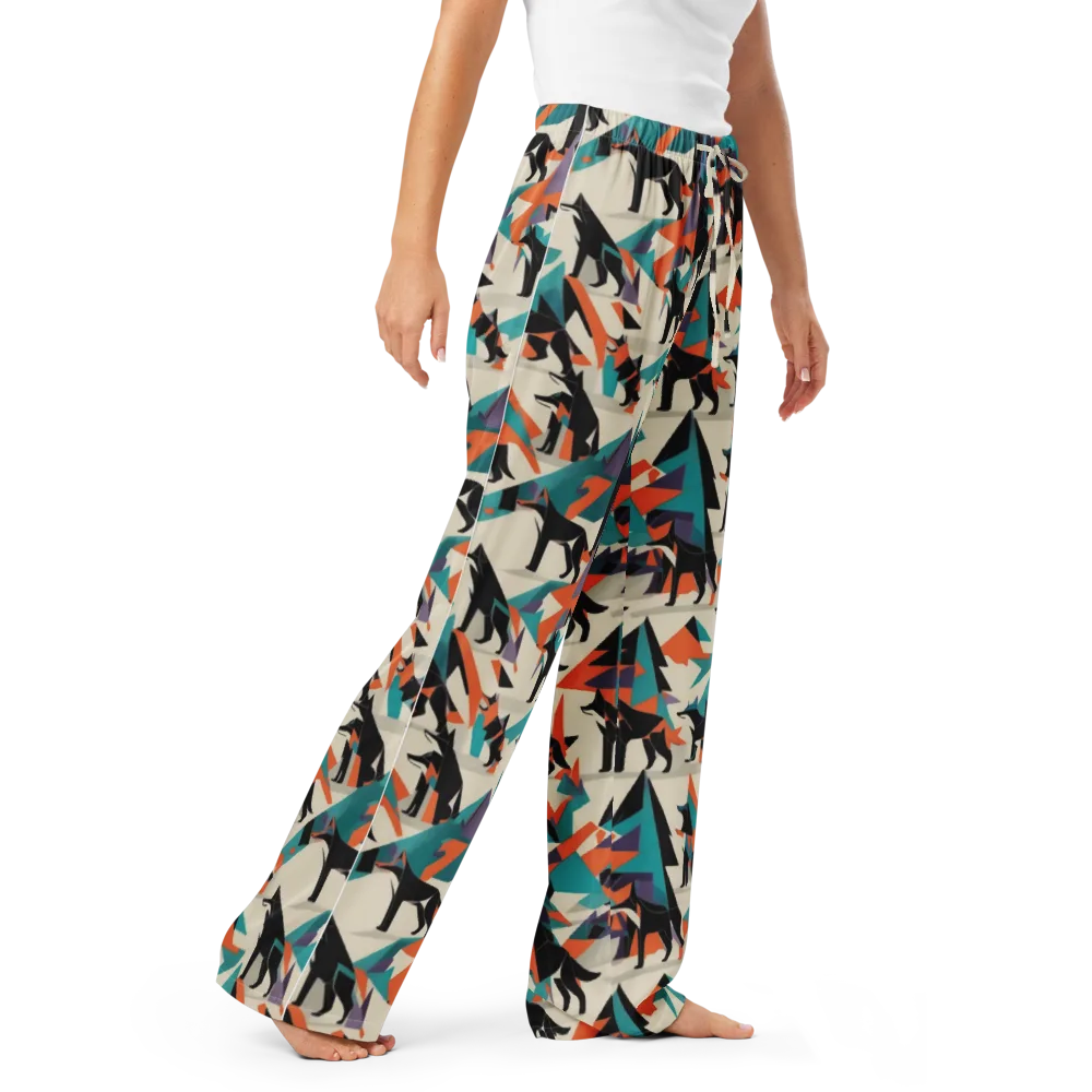 Neon Wolfscape on Women's Pajama Pants — Right Front