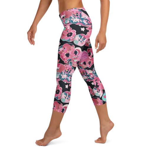 Bouquet Noir on a Capri Leggings
