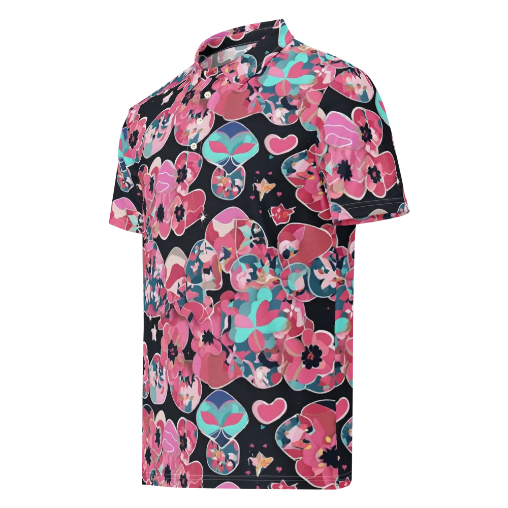 Bouquet Noir on Men's Slim Fit Polo Shirt — Left Front