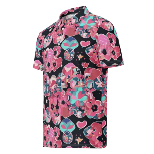 Bouquet Noir on a Men's Slim Fit Polo Shirt