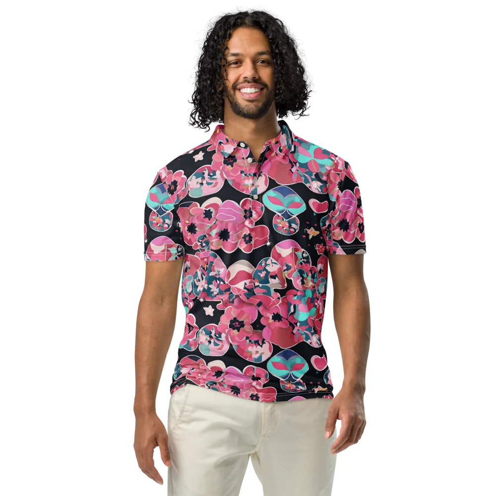 Bouquet Noir on Men's Slim Fit Polo Shirt — Front