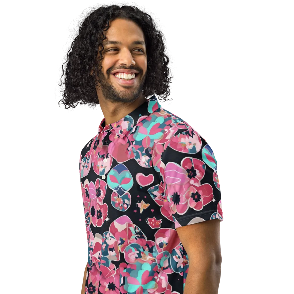Bouquet Noir on Men's Slim Fit Polo Shirt — Left Front