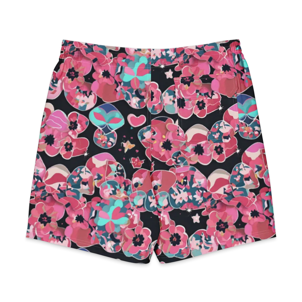 Bouquet Noir on Men's Board Shorts — Back
