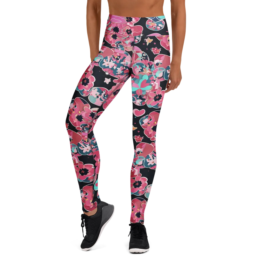 Bouquet Noir on Yoga Leggings — Front