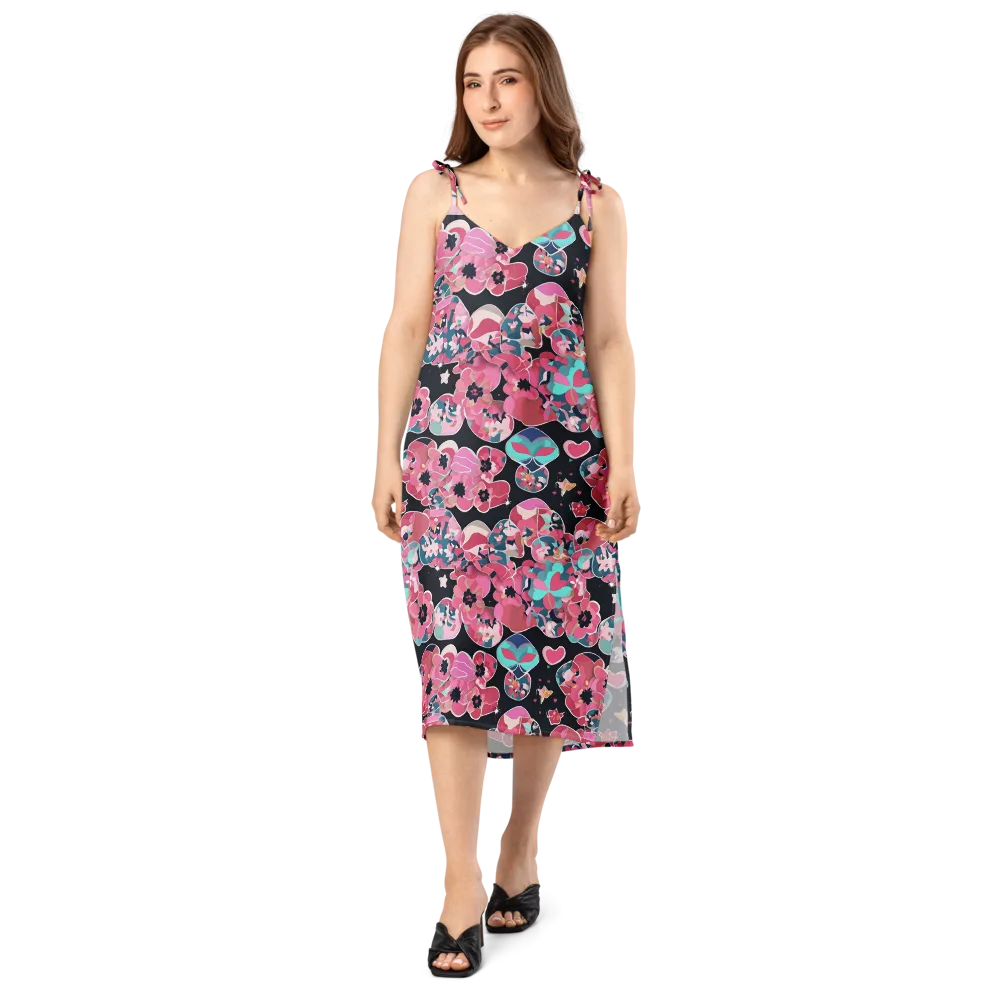 Bouquet Noir on Slip Dress — Front