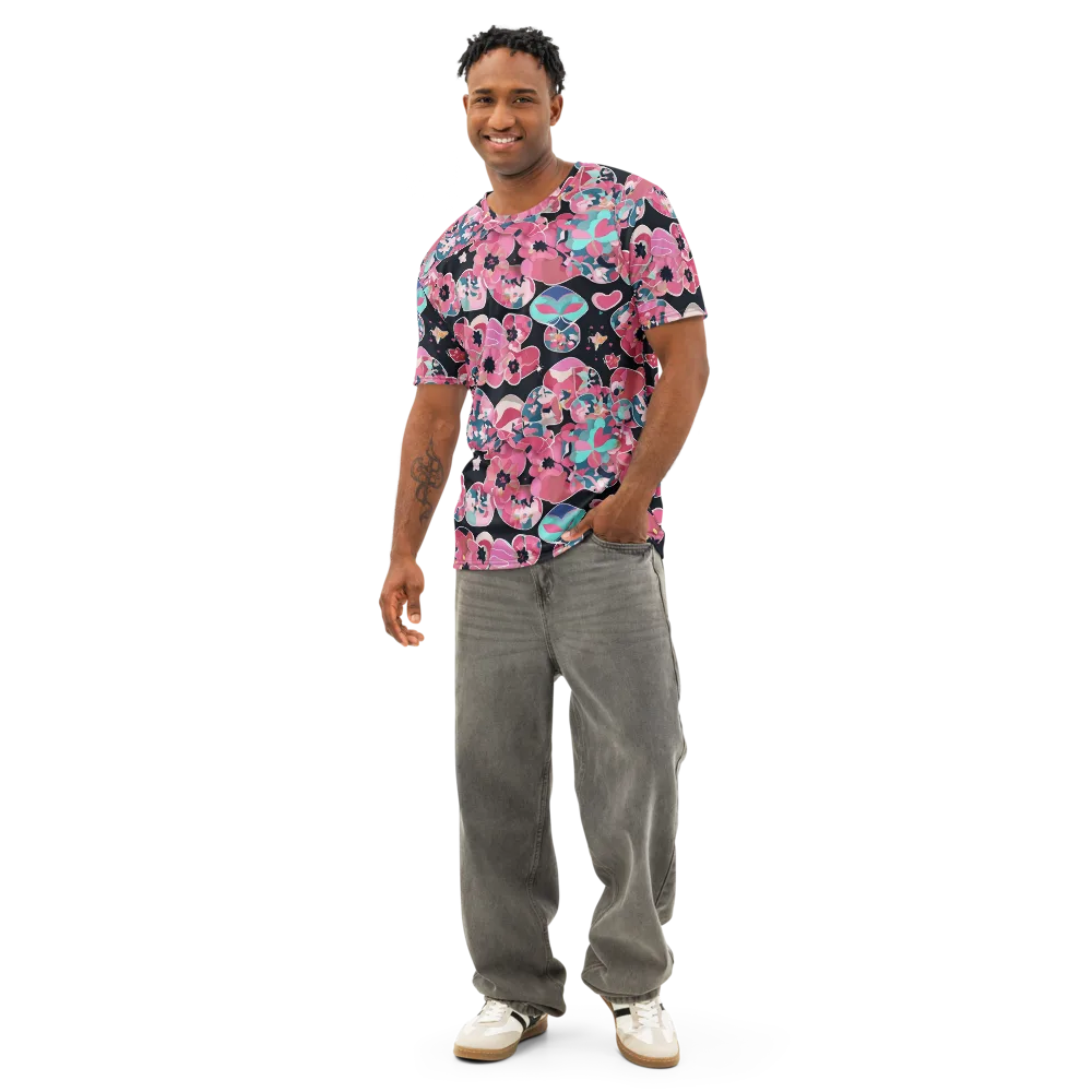 Bouquet Noir on Men's Cotton Crew Neck T-Shirt — Front