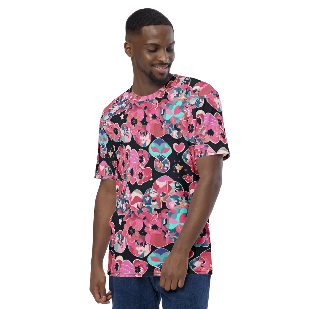 Bouquet Noir on Men's Crew Neck T-Shirt — Left