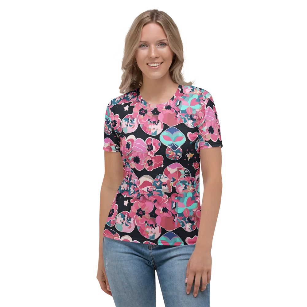 Bouquet Noir on Women's Crew Neck T-Shirt — Front