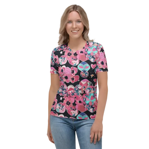 Bouquet Noir on a Women's Crew Neck T-Shirt