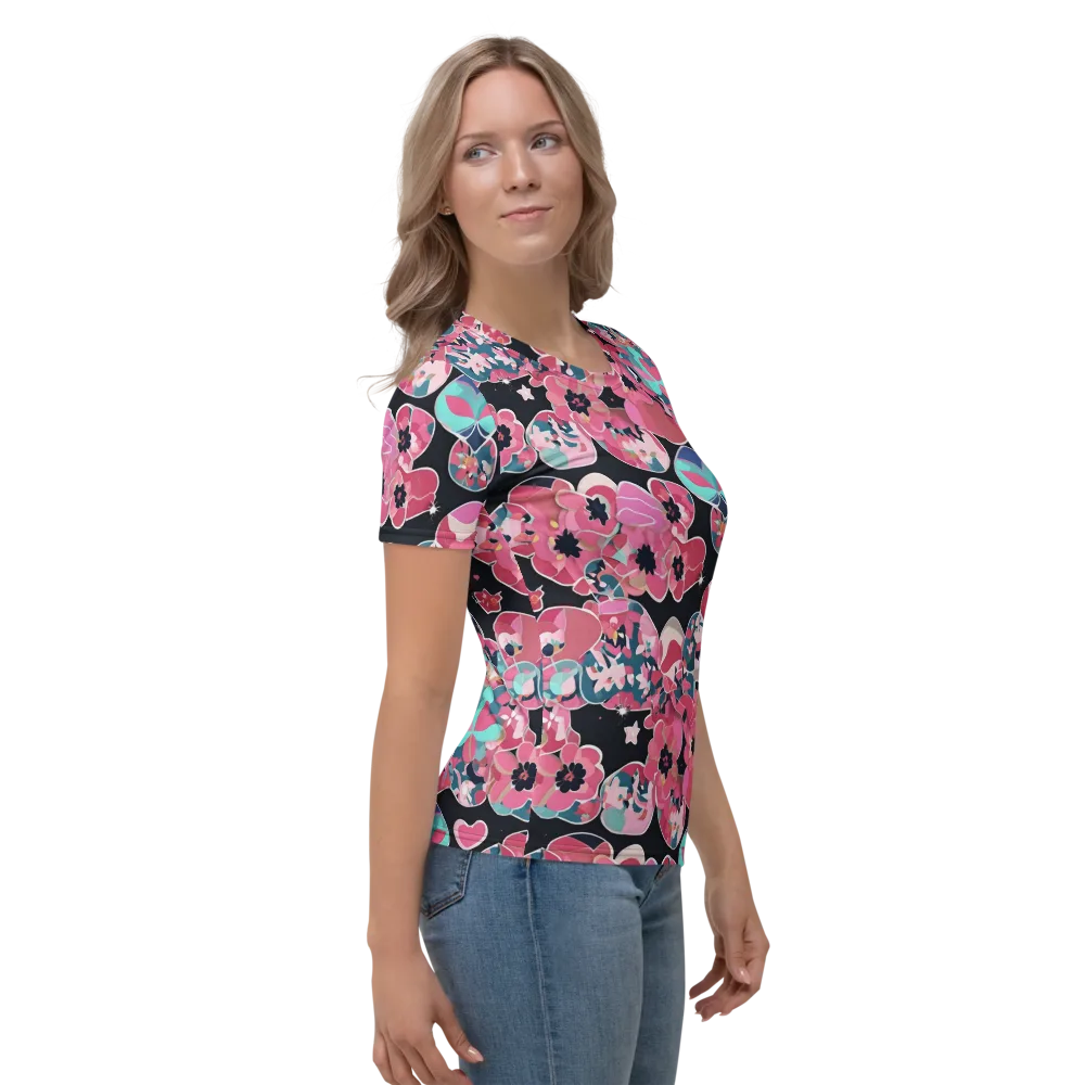 Bouquet Noir on Women's Crew Neck T-Shirt — Right