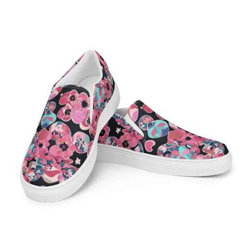 Bouquet Noir on a Men's Slip-On Canvas Shoes