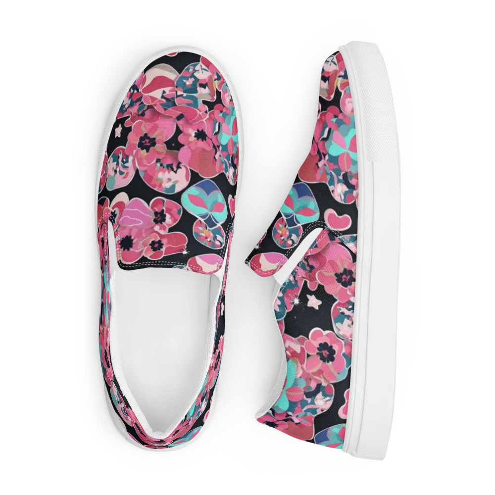 Bouquet Noir on Men's Slip-On Canvas Shoes — Front