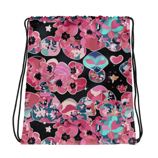 Bouquet Noir on a Drawstring Bag