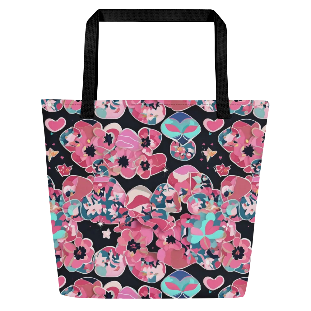 Bouquet Noir on Large Tote Bag W/ Pocket — Front