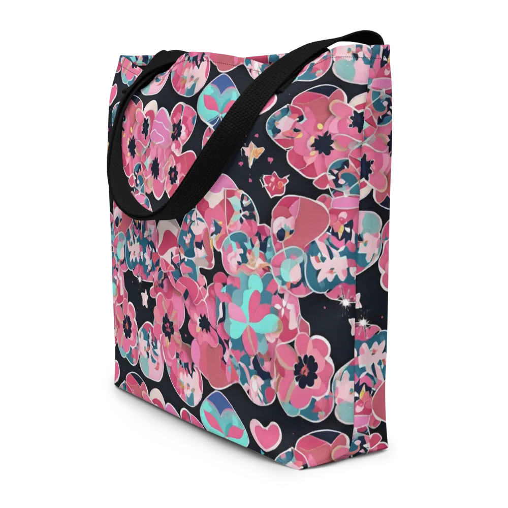 Bouquet Noir on Large Tote Bag W/ Pocket — Front