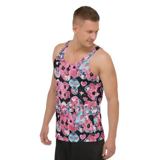 Bouquet Noir on a Men's Tank Top
