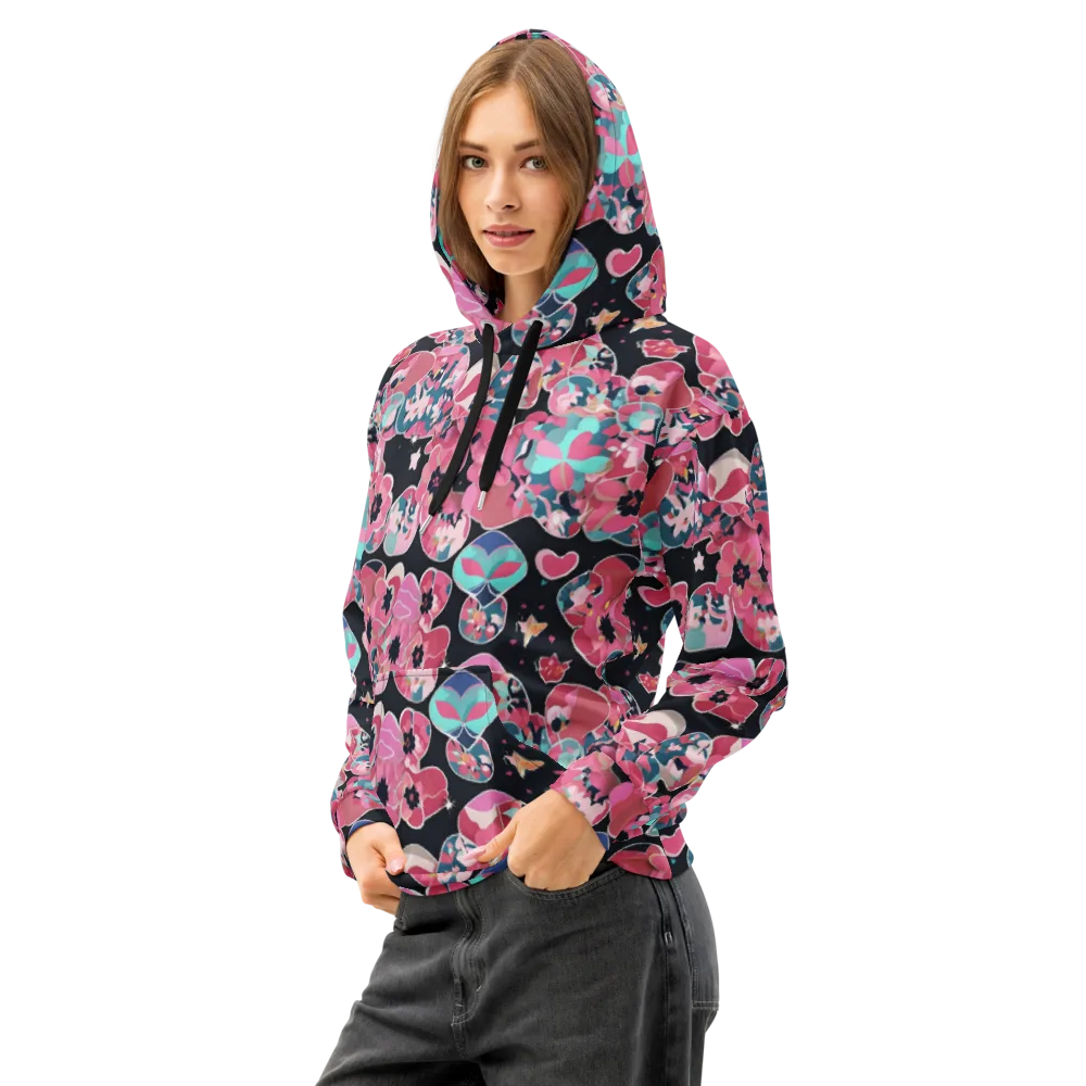 Bouquet Noir on Cotton Hoodie — Left Front