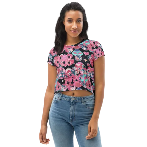 Bouquet Noir on a Crop Tee