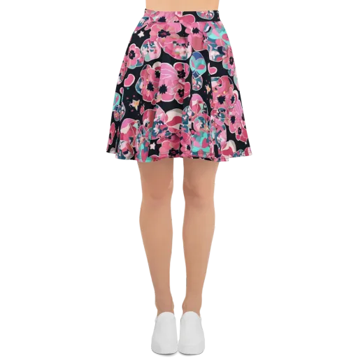 Bouquet Noir on a Skater Skirt