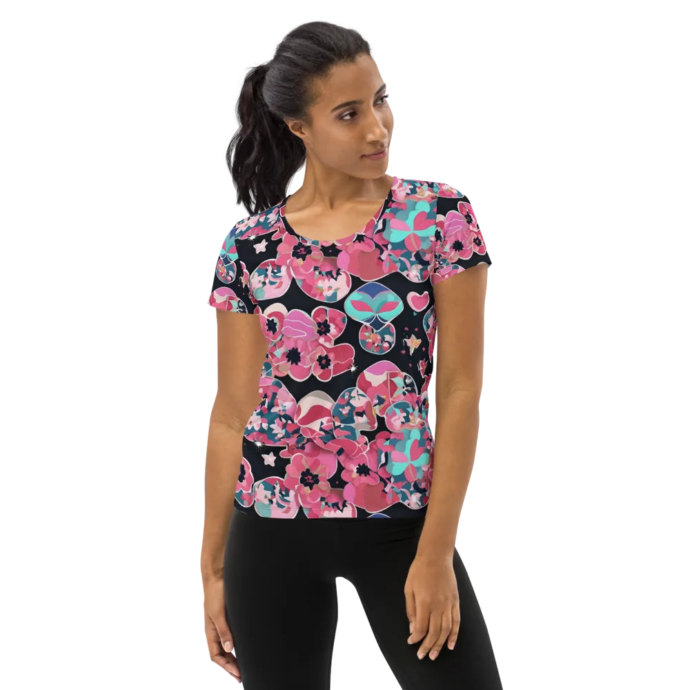 Bouquet Noir on Women's Athletic T-Shirt — Front