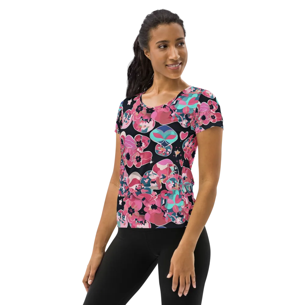 Bouquet Noir on Women's Athletic T-Shirt — Left