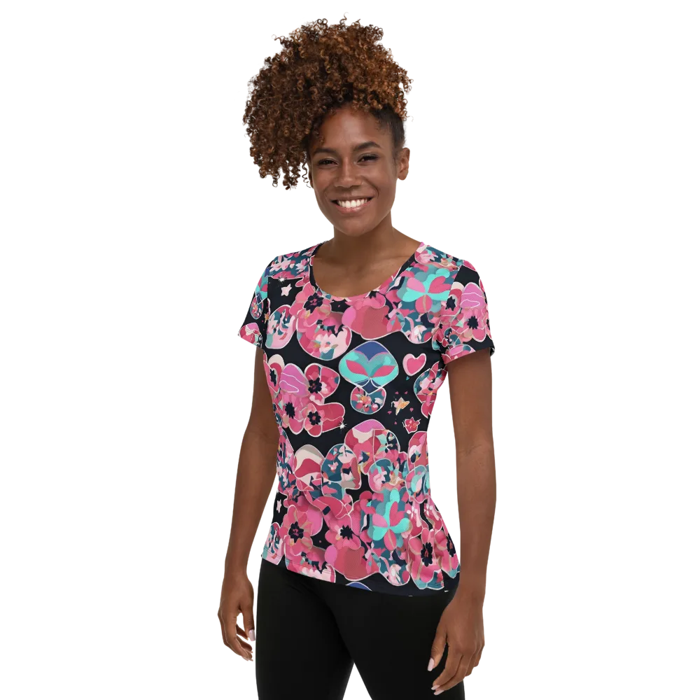 Bouquet Noir on Women's Athletic T-Shirt — Left