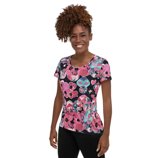 Bouquet Noir on a Women's Athletic T-Shirt