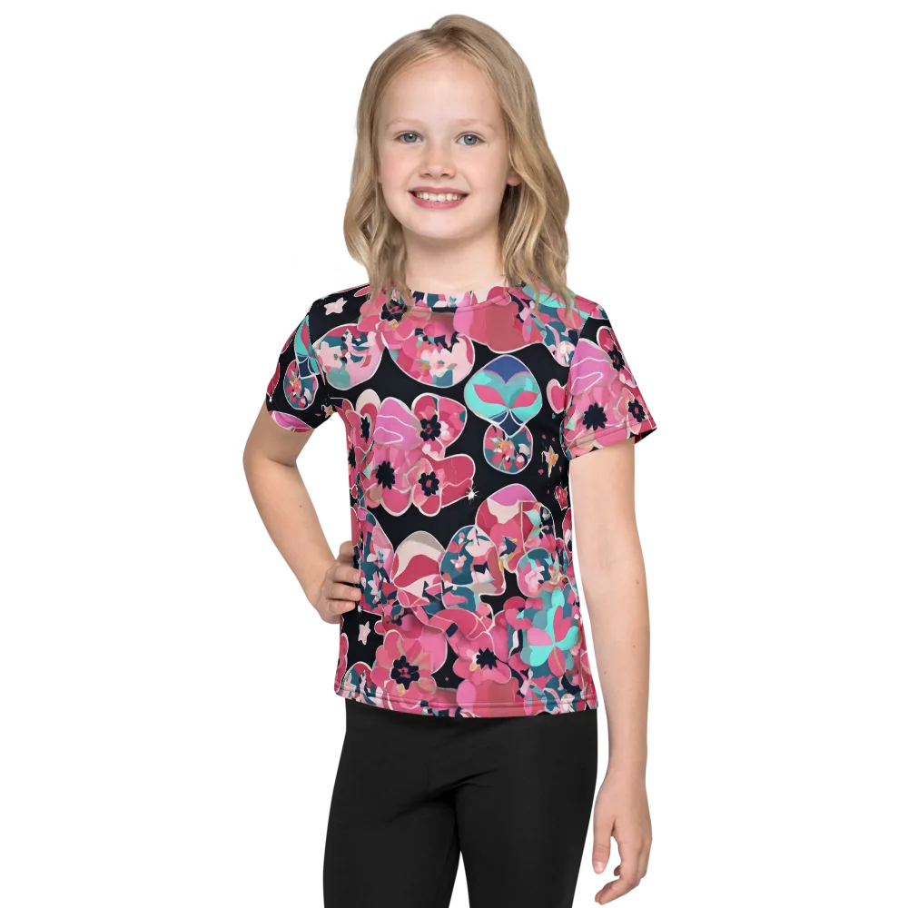 Bouquet Noir on Kids Crew Neck T-Shirt — Front