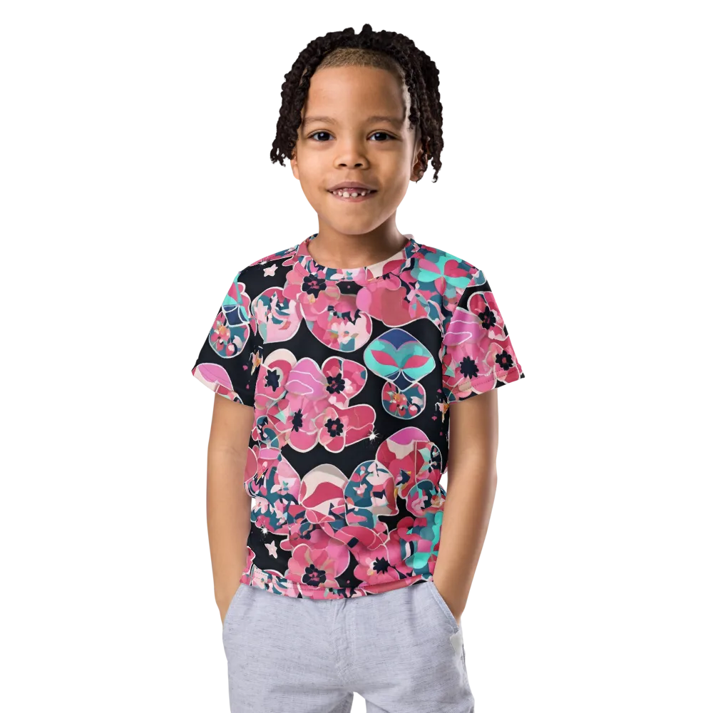 Bouquet Noir on Kids Crew Neck T-Shirt — Front