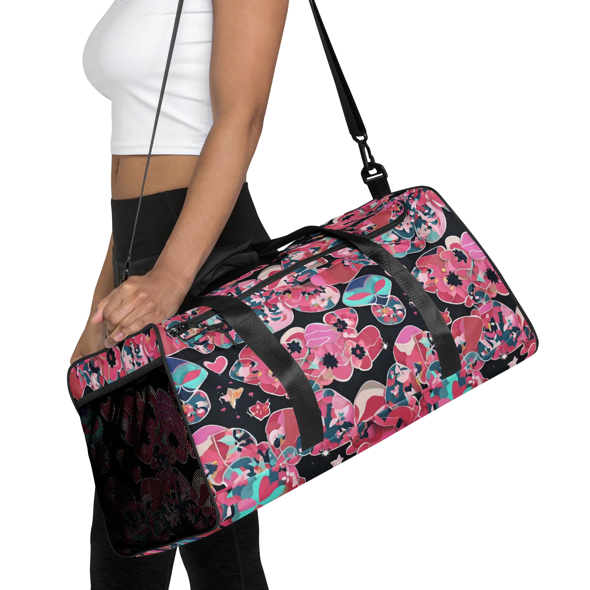 Bouquet Noir on Duffle Bag — Front