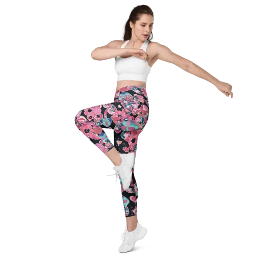Bouquet Noir on a Leggings with Pockets