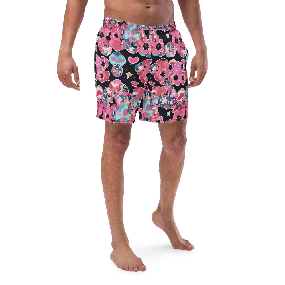 Bouquet Noir on Swim Trunks — Front