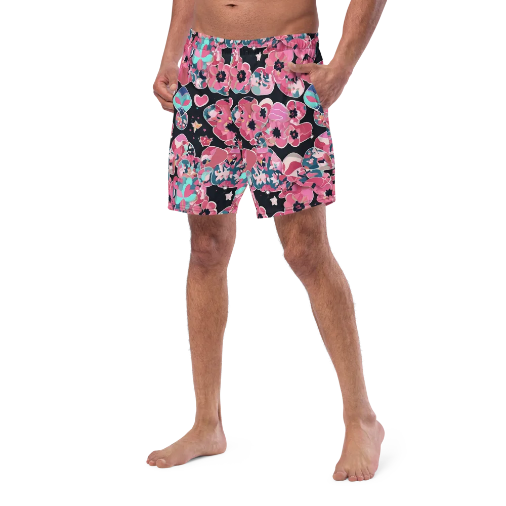 Bouquet Noir on Swim Trunks — Left Front