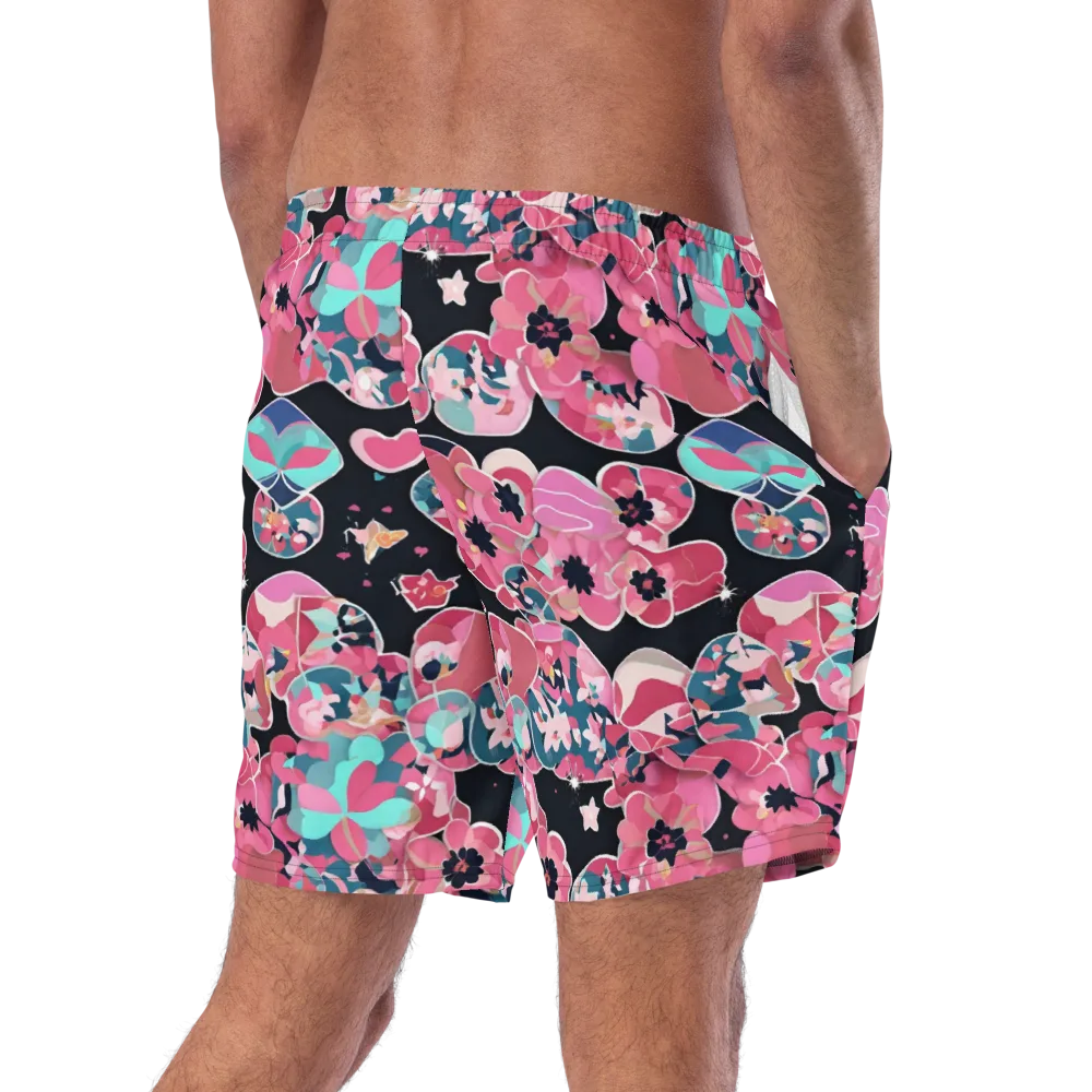 Bouquet Noir on Swim Trunks — Right Back