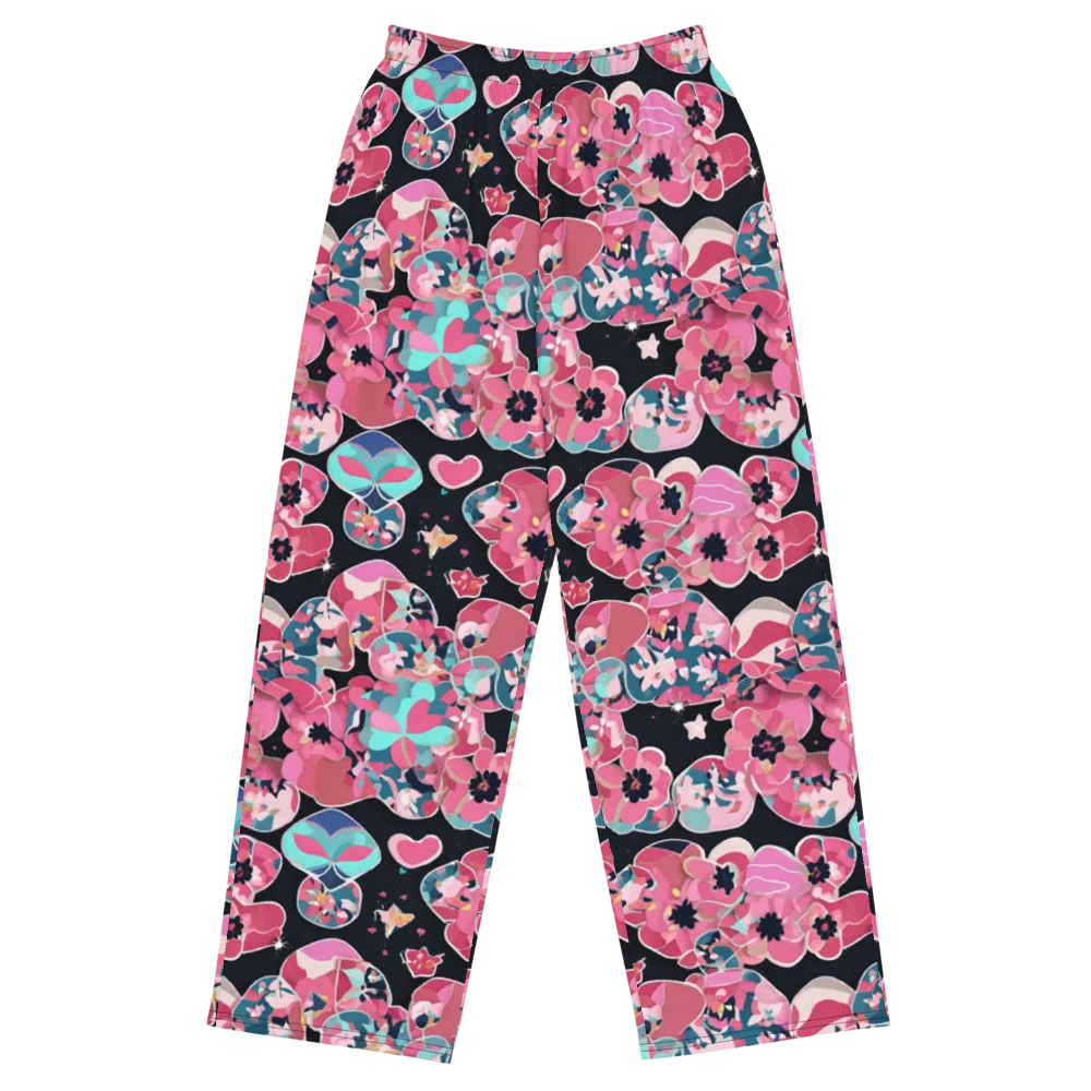 Bouquet Noir on Wide-Leg Pants — Front