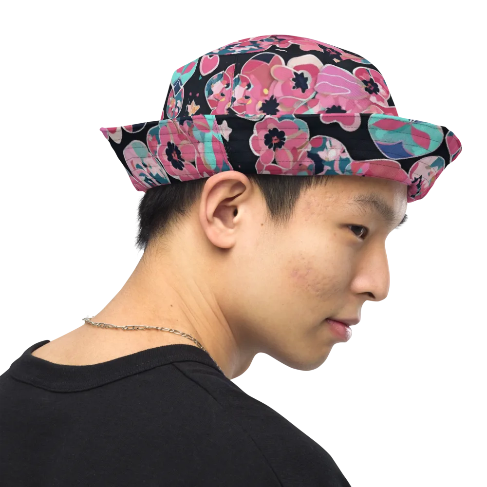 Bouquet Noir on Reversible Bucket Hat — Right Outside