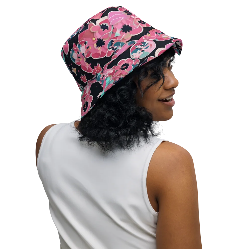 Bouquet Noir on Reversible Bucket Hat — Right Outside