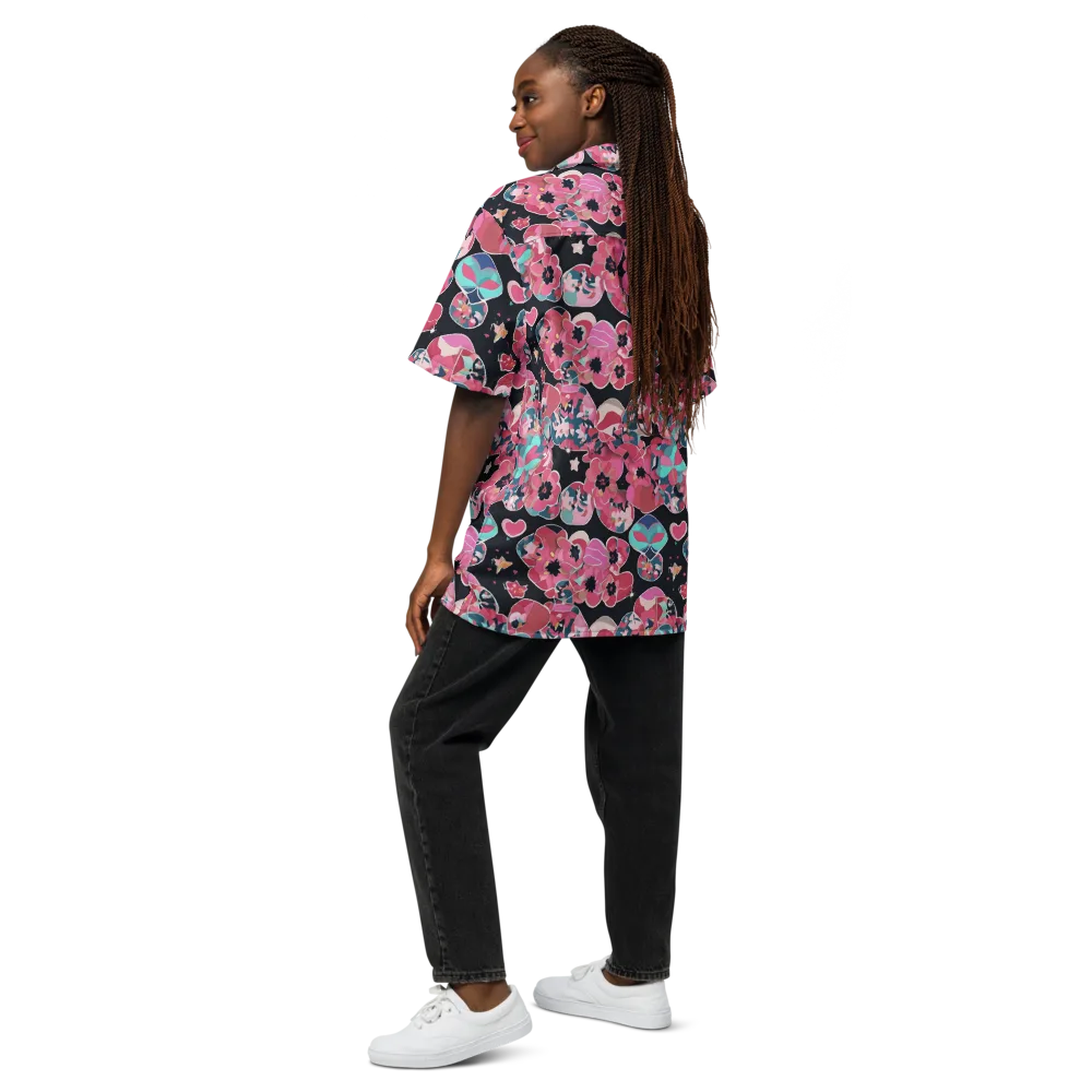 Bouquet Noir on Button Shirt — Back